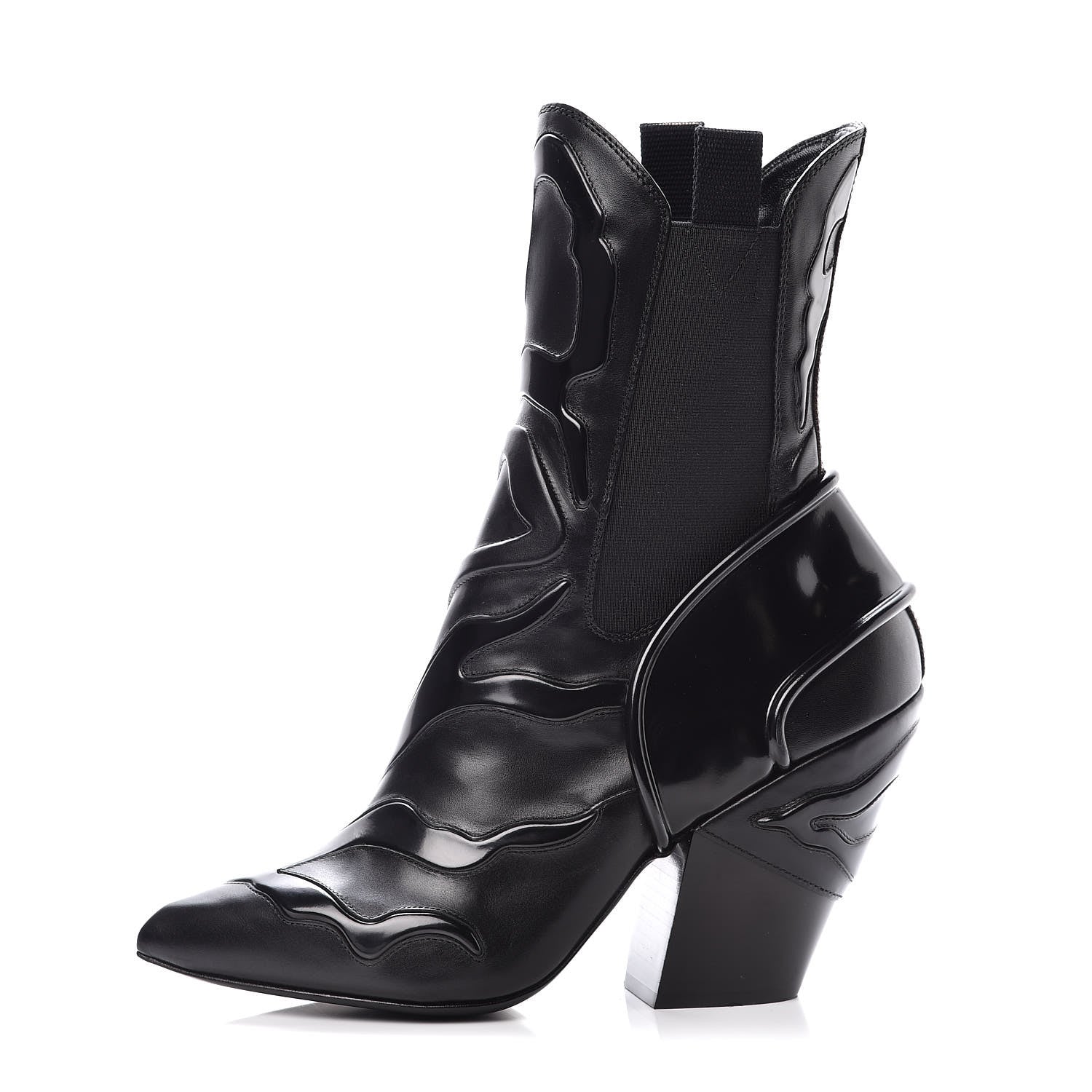 Louis Vuitton Calfskin Patent Monogram Fireball Ankle Boots 38.5 Black 1 of 8