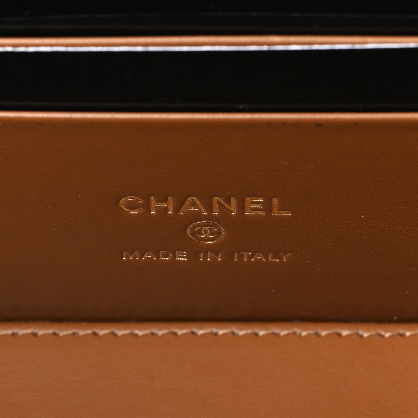 Caviar Quilted Top Handle Pocket Vanity Case Camel