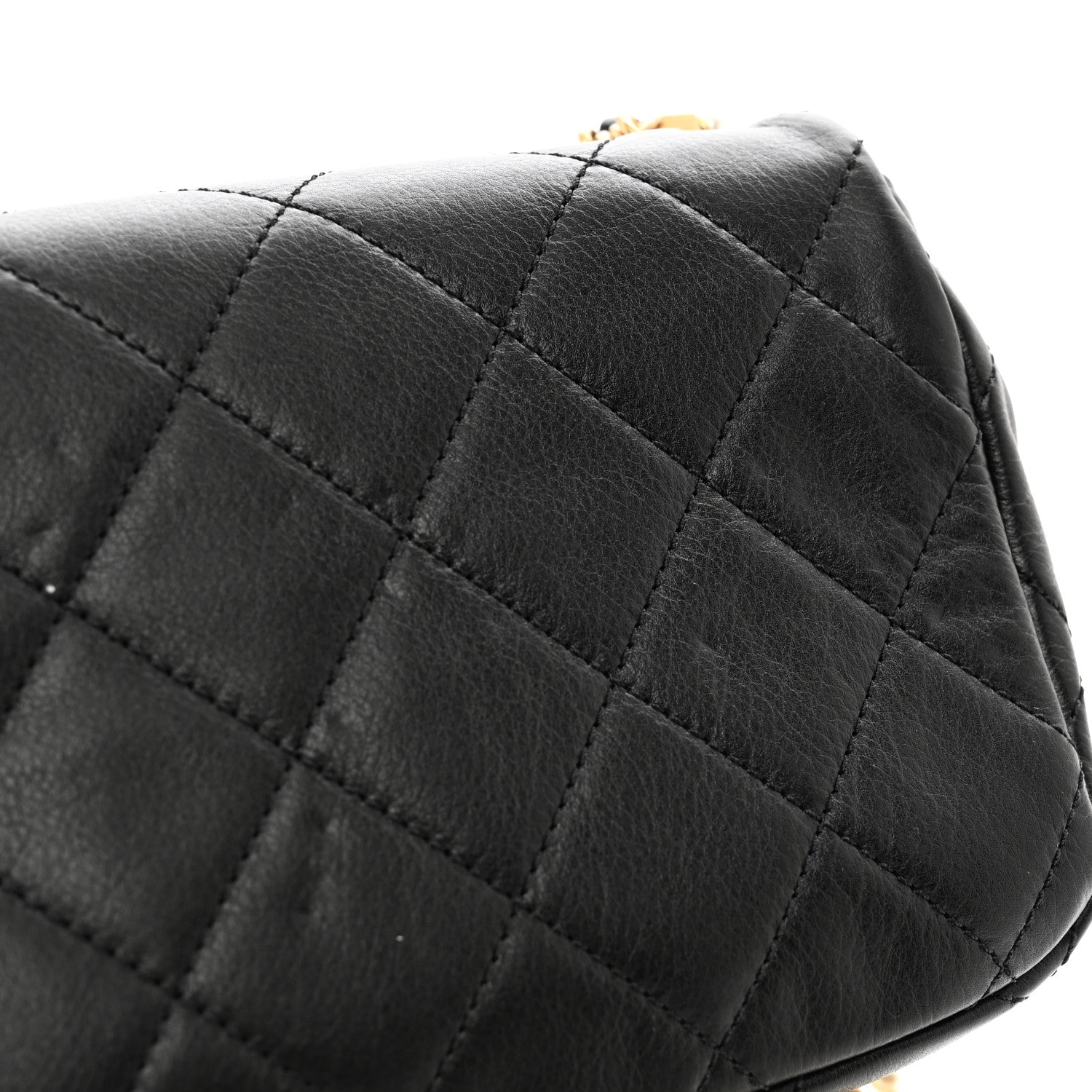 Chanel Calfskin Quilted Mini Rectangular Crystal Pearls Chain Flap Black 9 of 11
