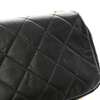 Chanel Calfskin Quilted Mini Rectangular Crystal Pearls Chain Flap Black 9 of 11