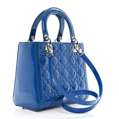 Christian Dior Patent Cannage Medium Lady Dior Blue 2 of 11