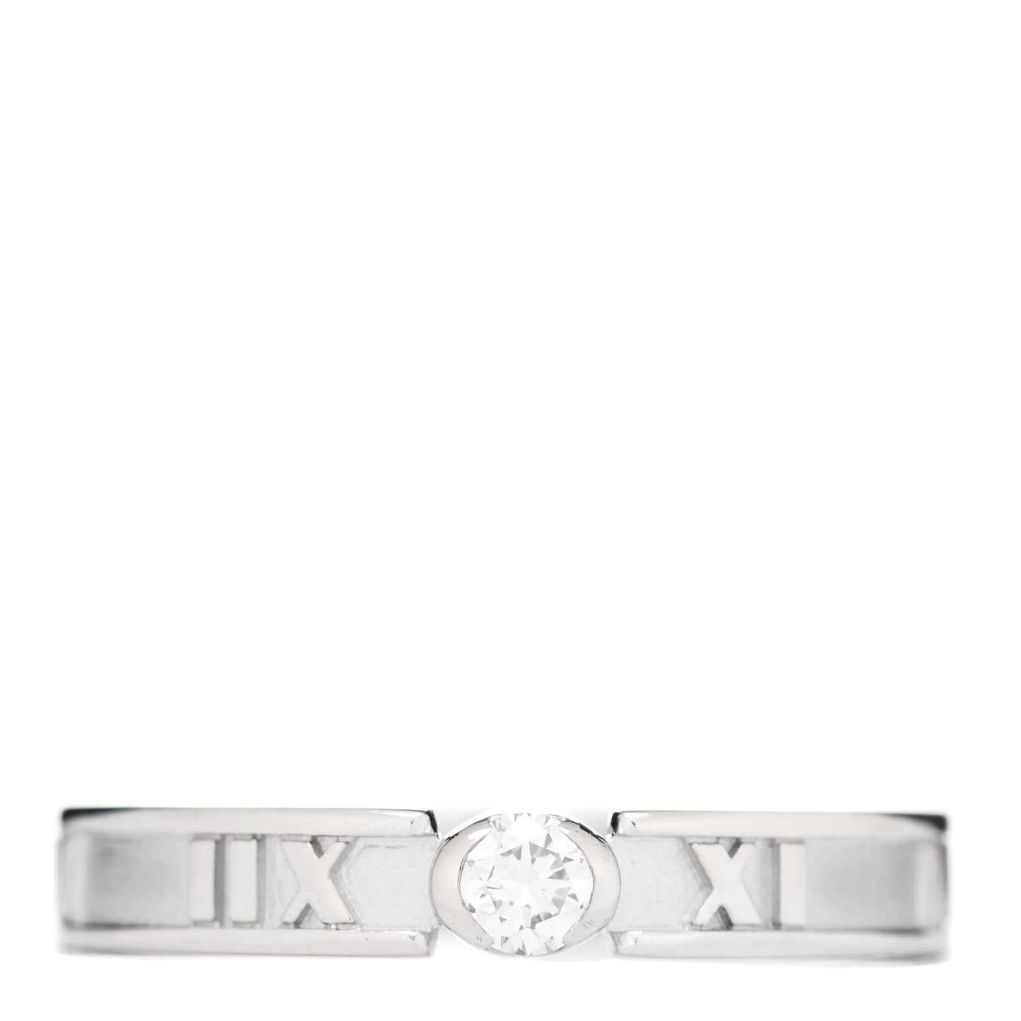 18K White Gold Diamond Atlas Solitaire Band Ring 56 7.5