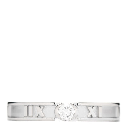 Tiffany 18K White Gold Diamond Atlas Solitaire Band Ring 56 7.5 1 of 4