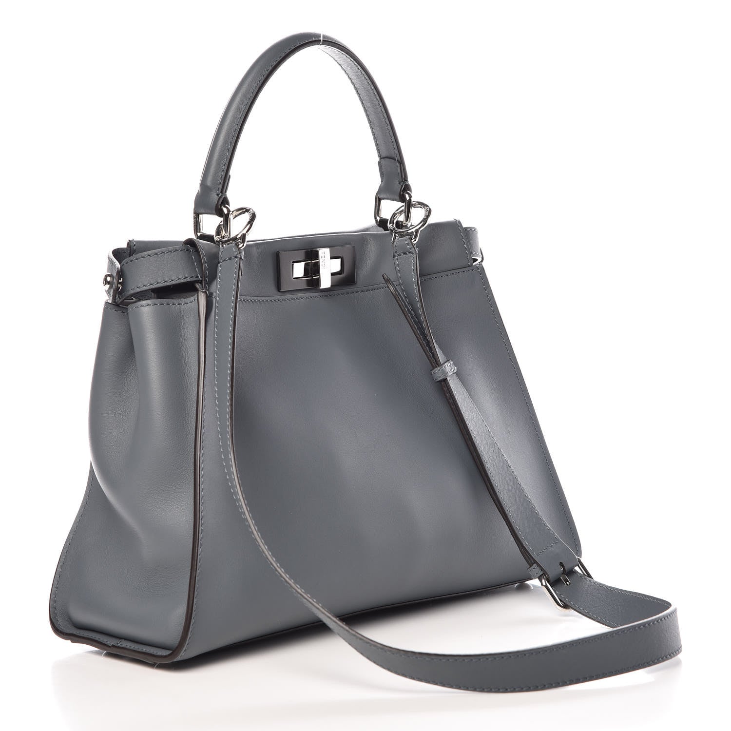 Fendi Vitello Seta Shiny Nappa Medium Peekaboo Iconic Satchel Alga Rosa Doll 4 of 16