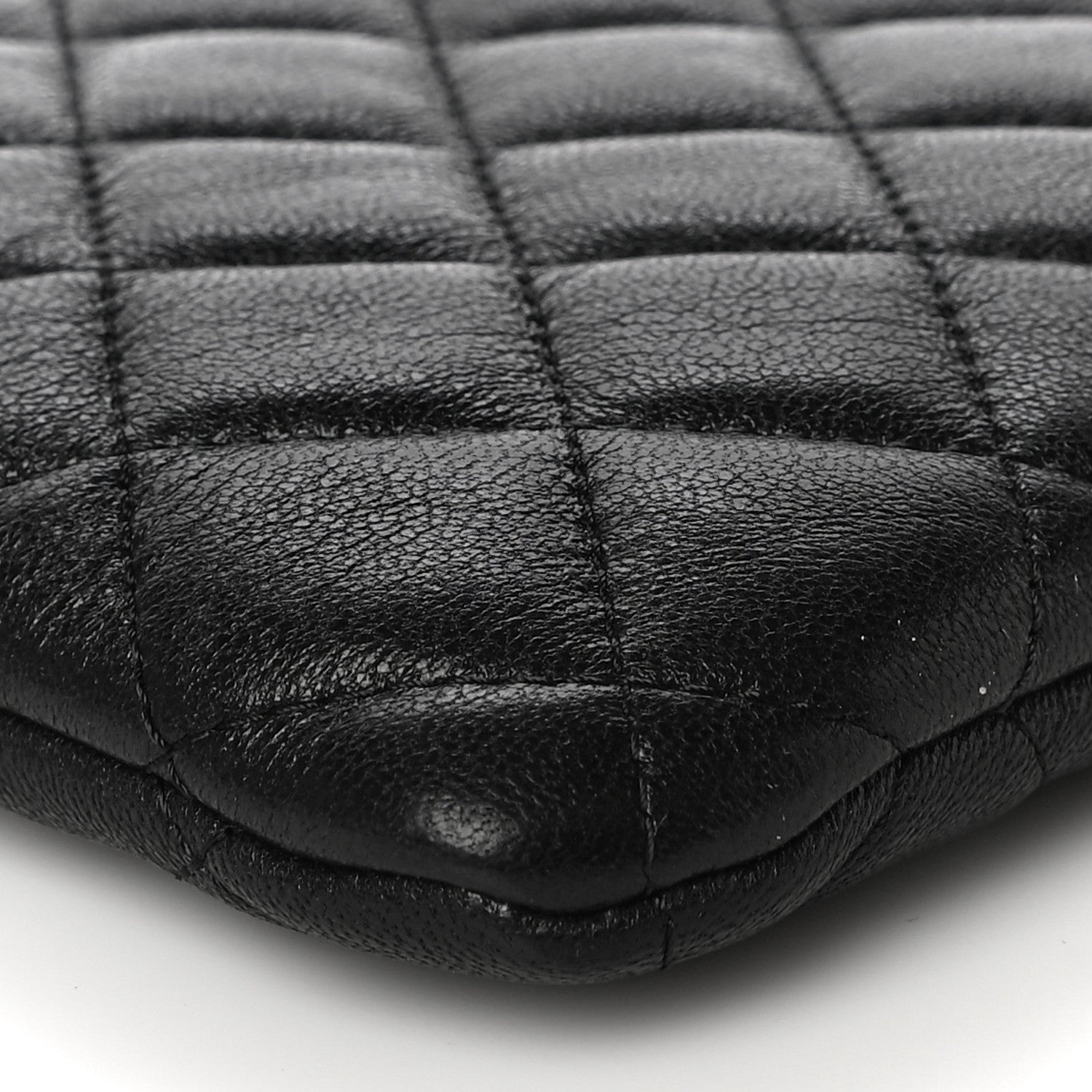 Chanel Sheepskin Quilted Medium Vintage Mademoiselle Cosmetic Case Black 9 of 14
