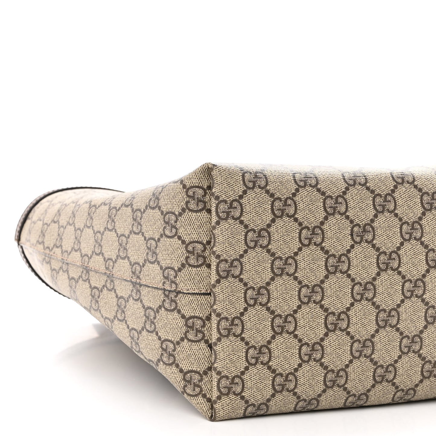 GG Supreme Monogram Textured Calfskin Web Medium Ophidia Shopping Tote Beige Ebony New Acero