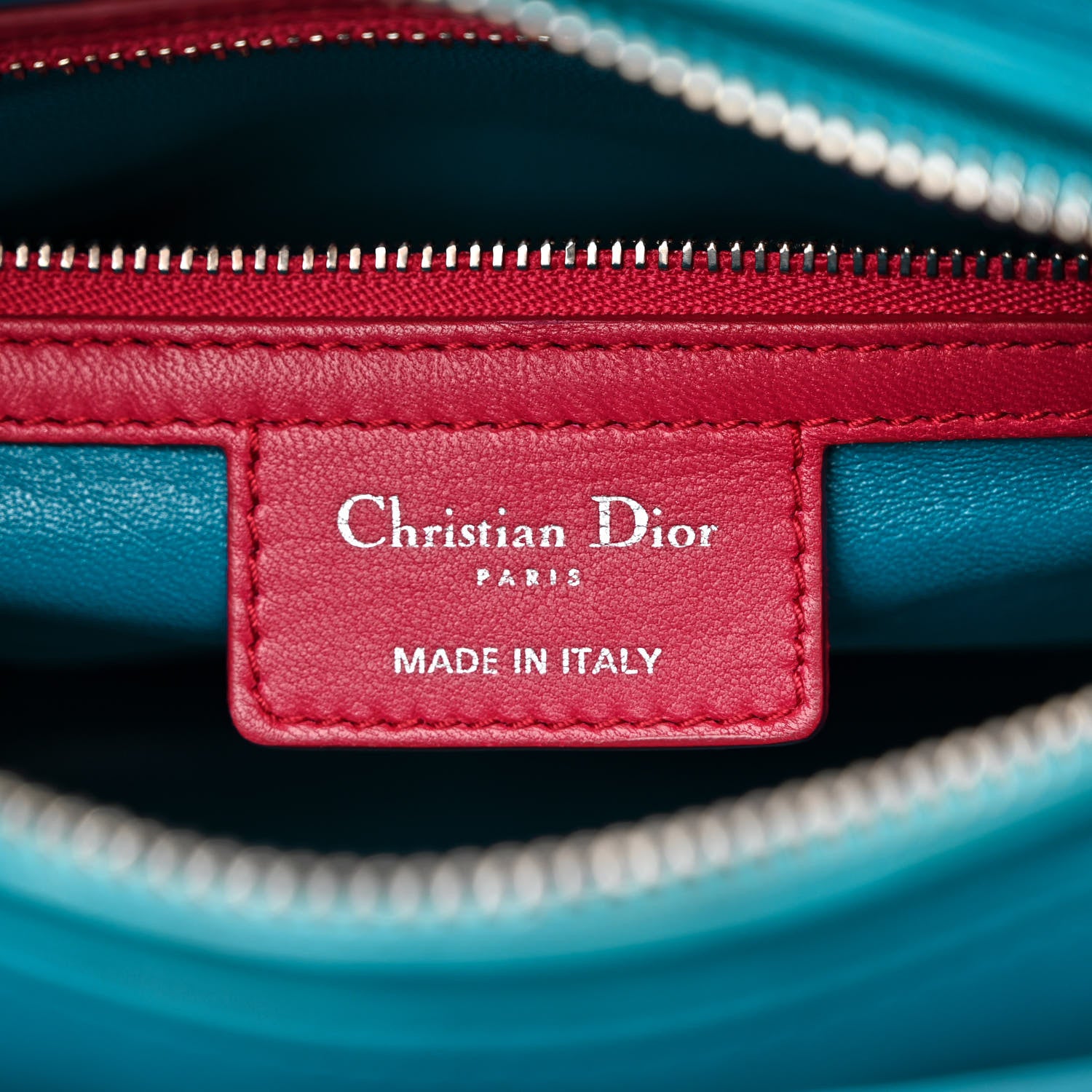 Christian Dior Lambskin Cannage Medium Tri-Color Lady Dior Sapphire Fuchsia Turquoise 6 of 13