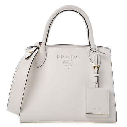 Prada Saffiano Cuir Calfskin Small Monochrome Top Handle Tote White 1 of 8