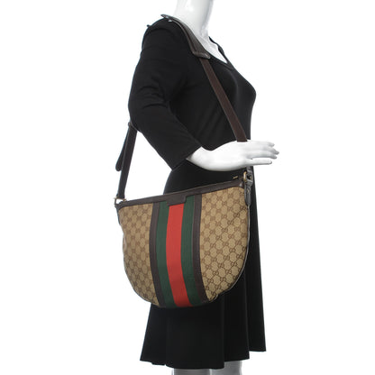 Gucci Monogram Vintage Web Medium Half Moon Hobo Dark Brown 2 of 8