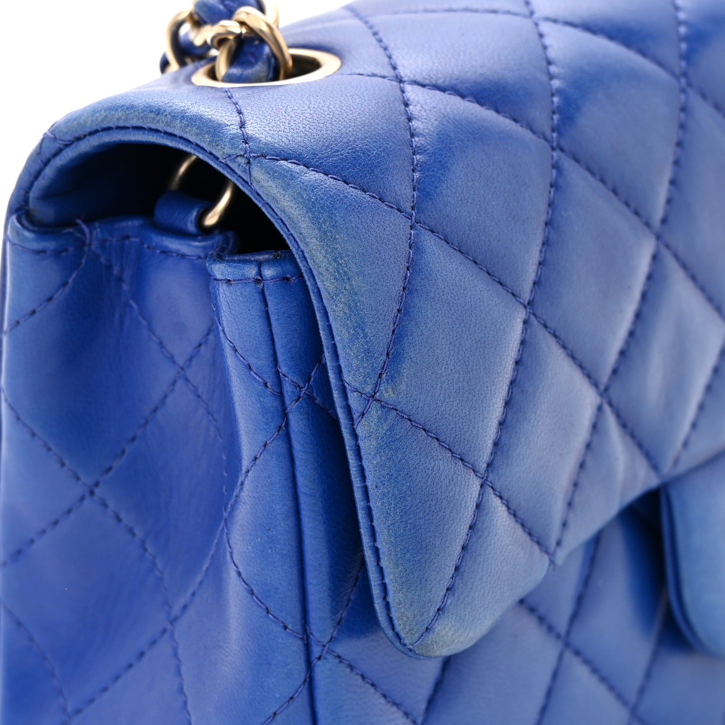 Lambskin Quilted Mini Rectangular Flap Blue