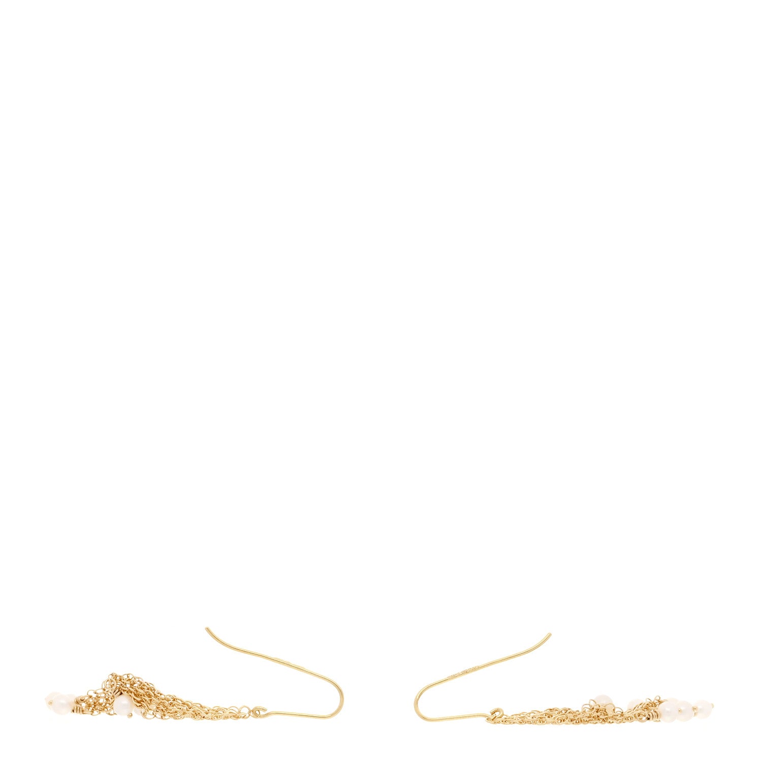 Tiffany 18K Yellow Gold Cultured Pearl Elsa Peretti Mesh Fringe Earrings 3 of 4