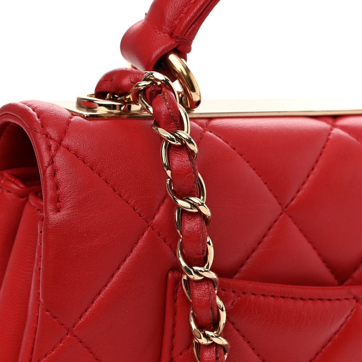 Lambskin Quilted Small Trendy CC Flap Dual Handle Bag Red