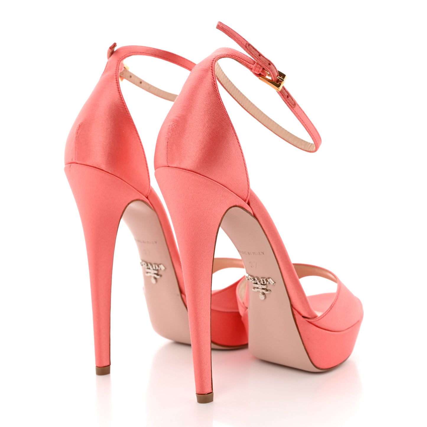 Satin Ankle Strap Platform Sandals 37
