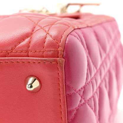 Christian Dior Lambskin Cannage Medium Bi-Color Lady Dior Orange Fuchsia 11 of 15