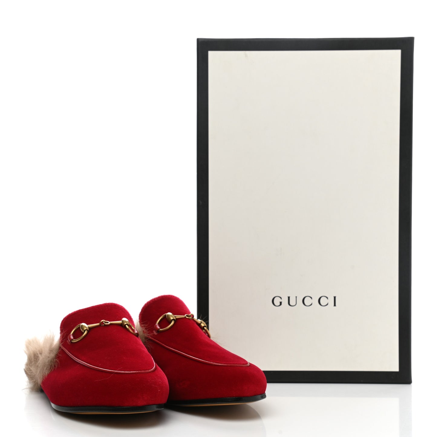 Velvet Fur Womens Princetown Slippers 37.5 Hibiscus Red