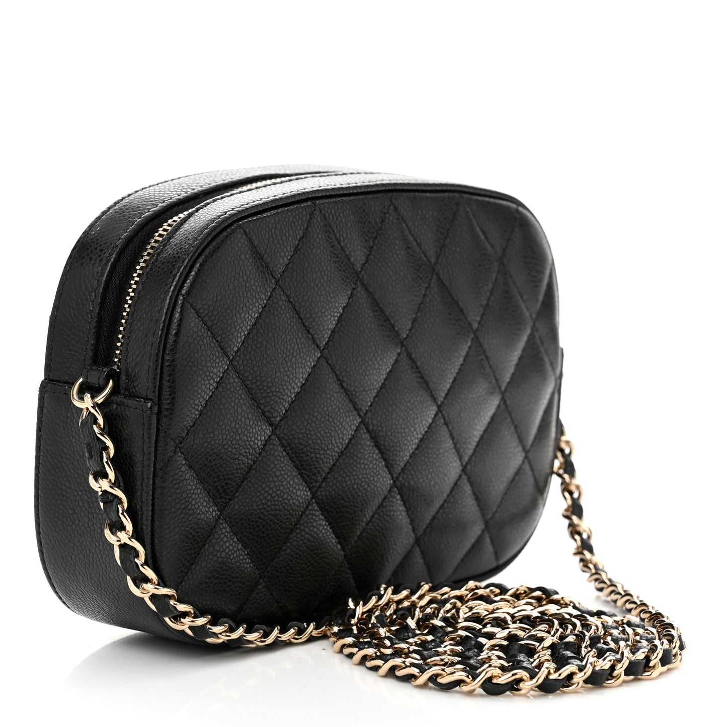 Caviar Quilted Chain Camera Bag Black