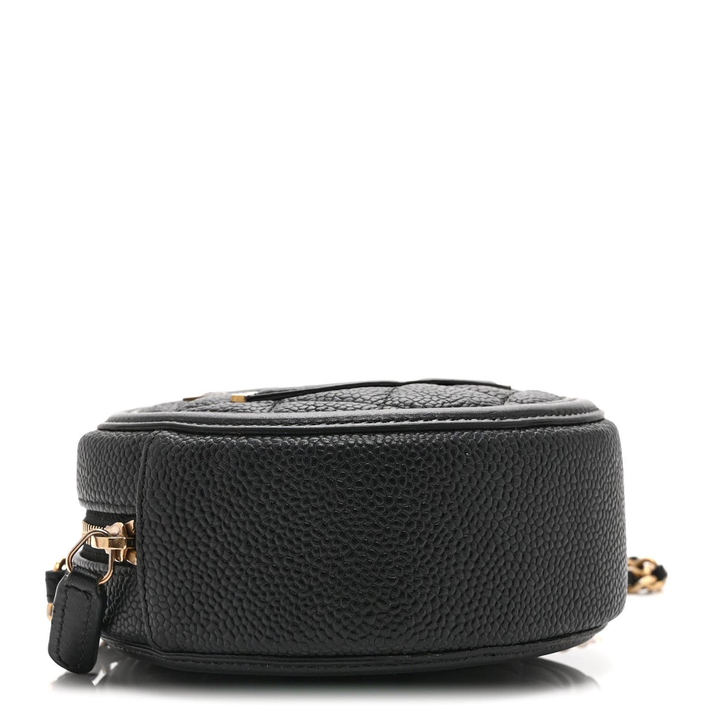 Caviar Quilted Round Filigree Crossbody Black