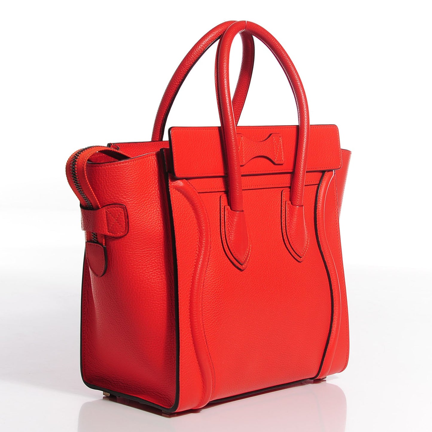 Drummed Calfskin Micro Luggage Vermillion