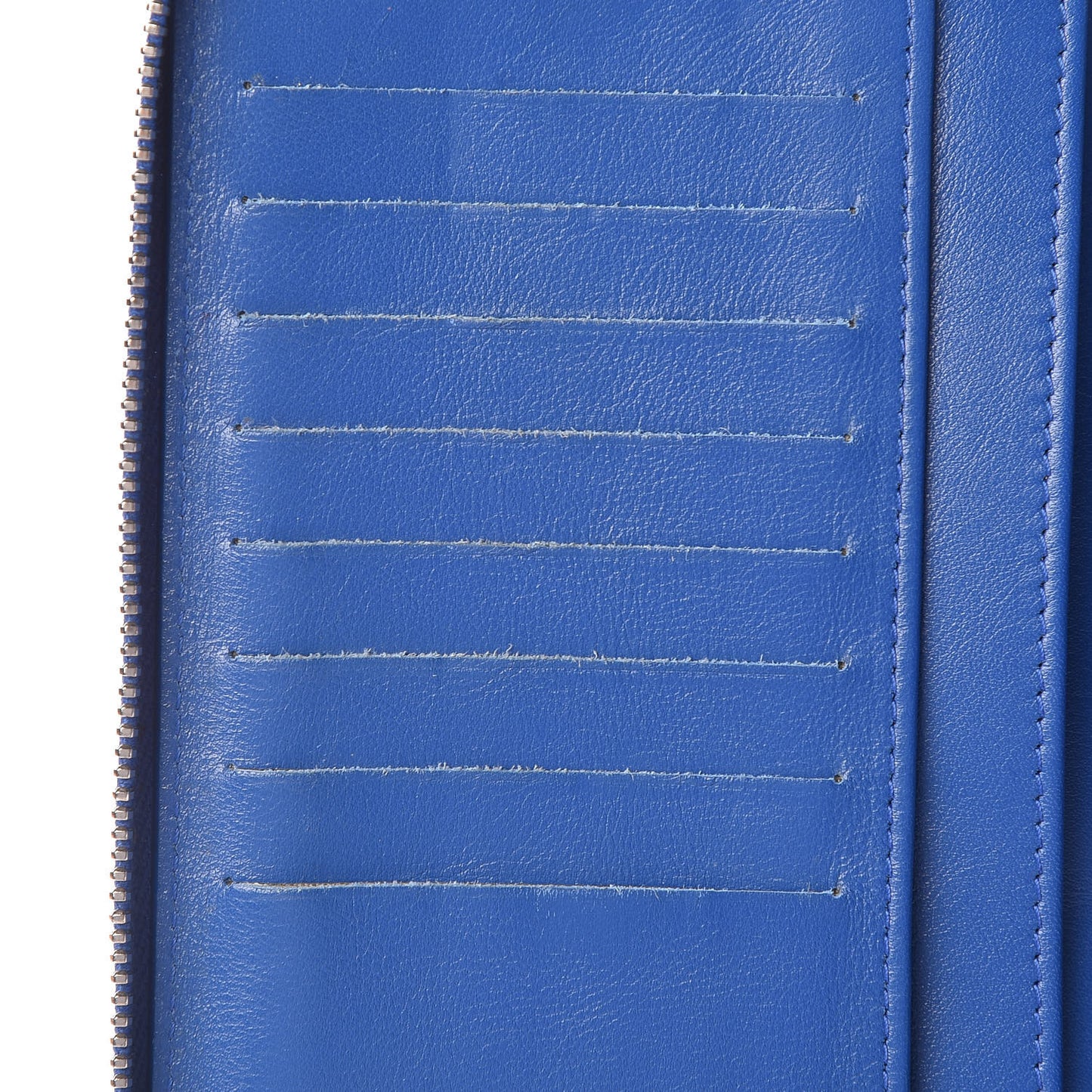 Patent Quilted Large Zip Around Organizer Wallet Blue
