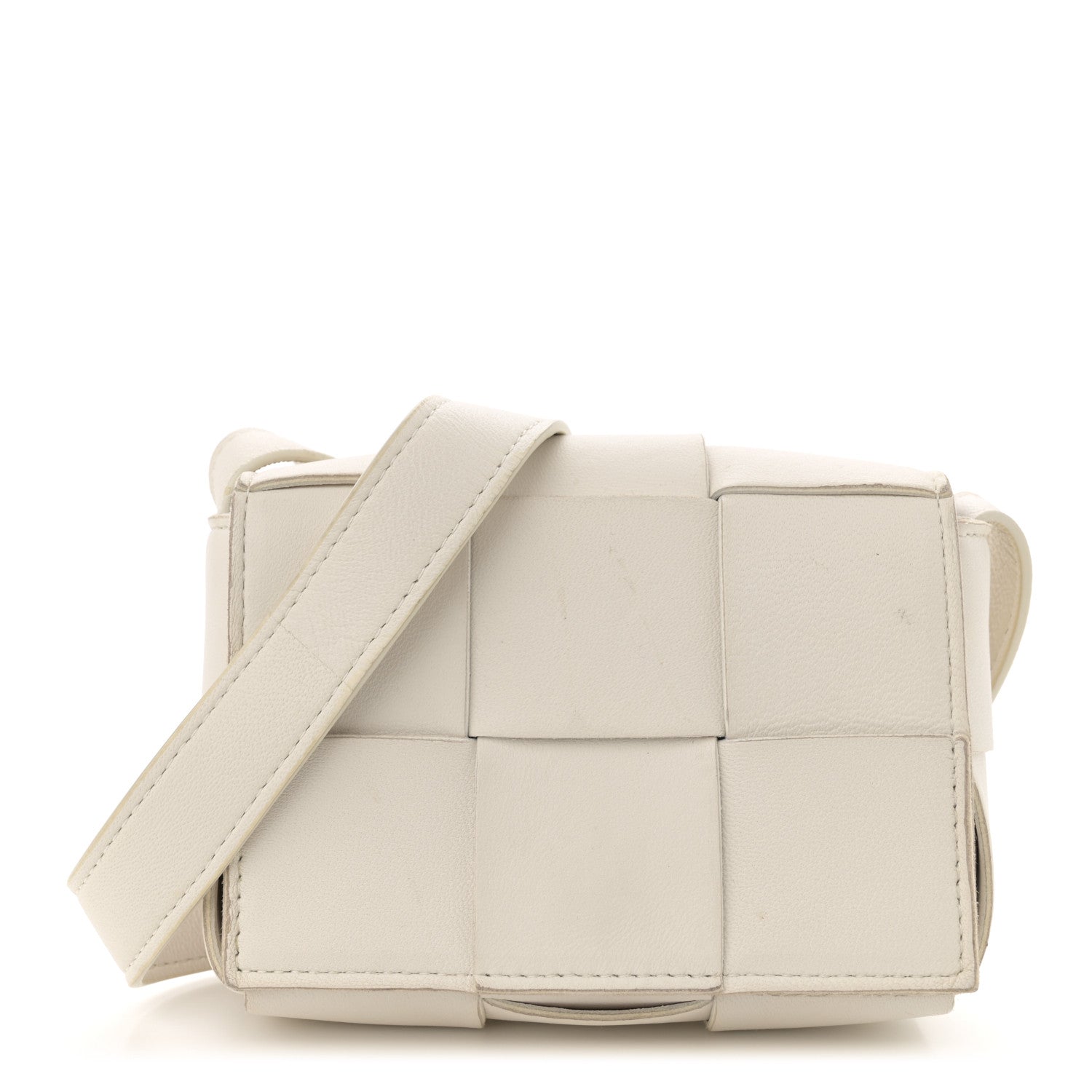 Bottega Veneta Lambskin Maxi Intrecciato Extra Mini Cassette Crossbody Bag White 1 of 13