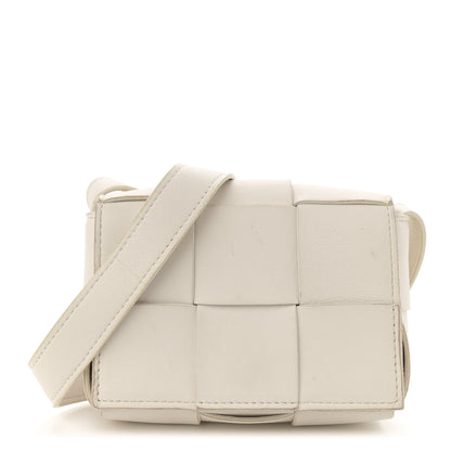 Bottega Veneta Lambskin Maxi Intrecciato Extra Mini Cassette Crossbody Bag White 1 of 13