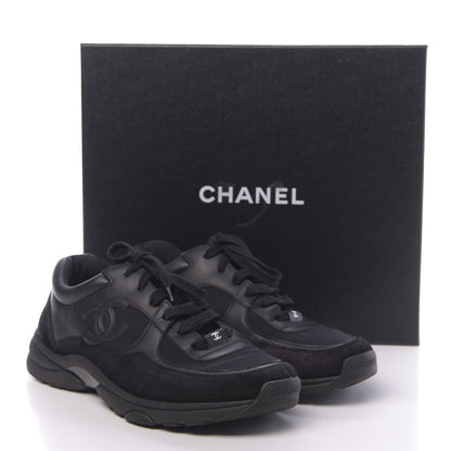 Chanel Fabric Calfskin Suede CC Sneakers 41 Black 9 of 9