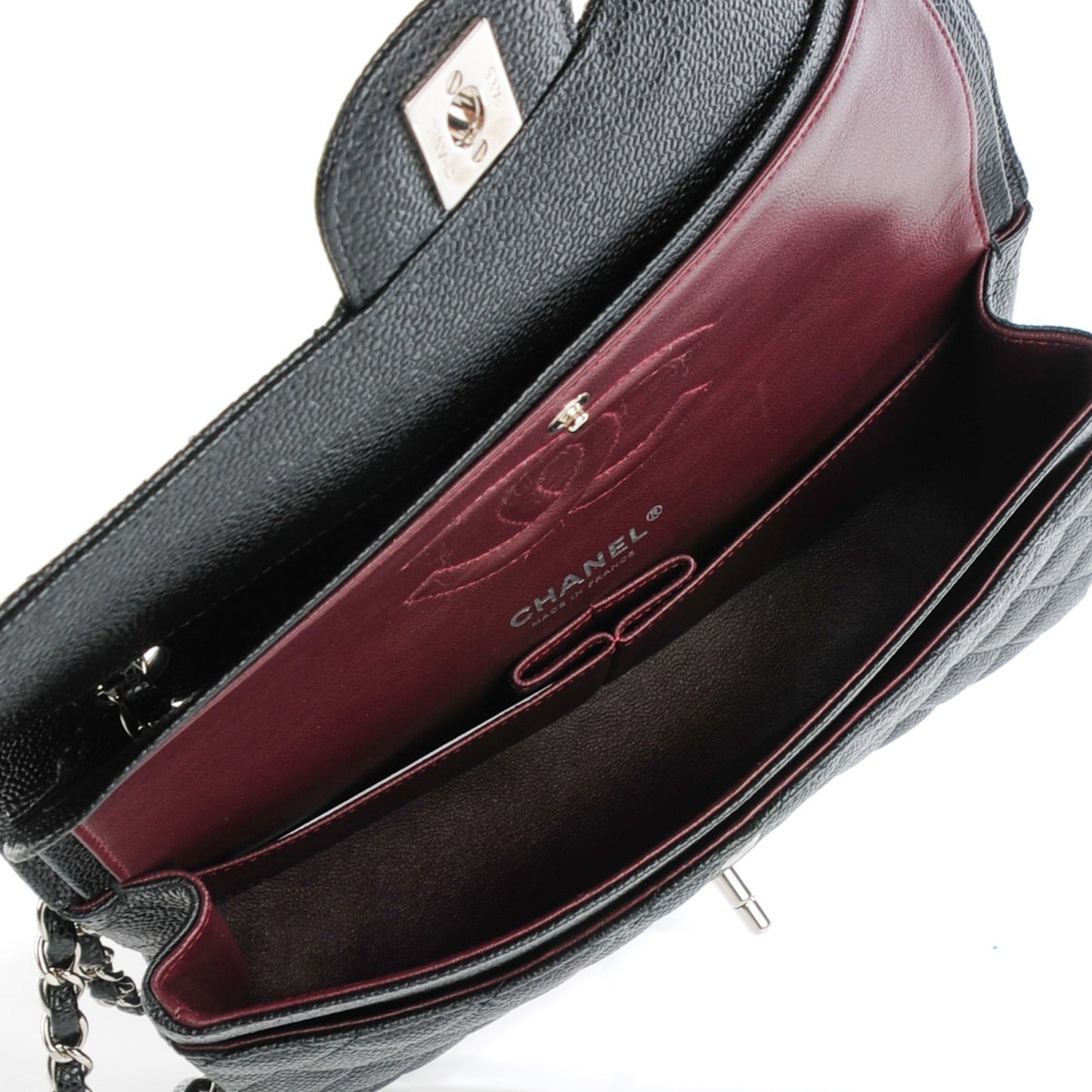 Caviar Quilted Medium Double Flap Black