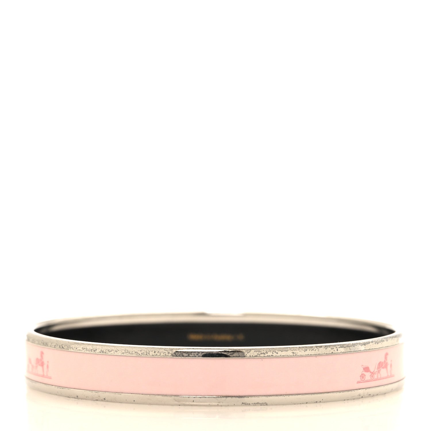 Hermes Enamel Printed Narrow Caleche Bracelet 70 Rose Dragee 3 of 5