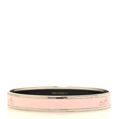Hermes Enamel Printed Narrow Caleche Bracelet 70 Rose Dragee 3 of 5
