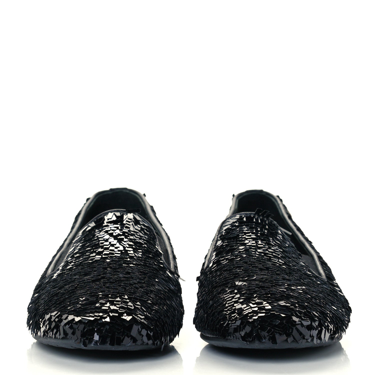 Chanel Sequin CC Loafers 37.5 Black 3 of 11