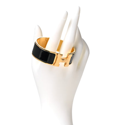 Hermes Enamel Wide Clic Clac H Bracelet GM Black 2 of 6