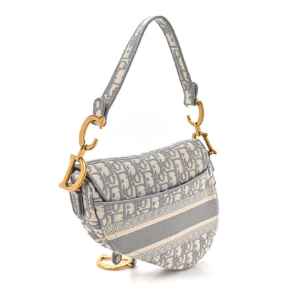 Christian Dior Oblique Embroidered Saddle Bag Gray 3 of 10