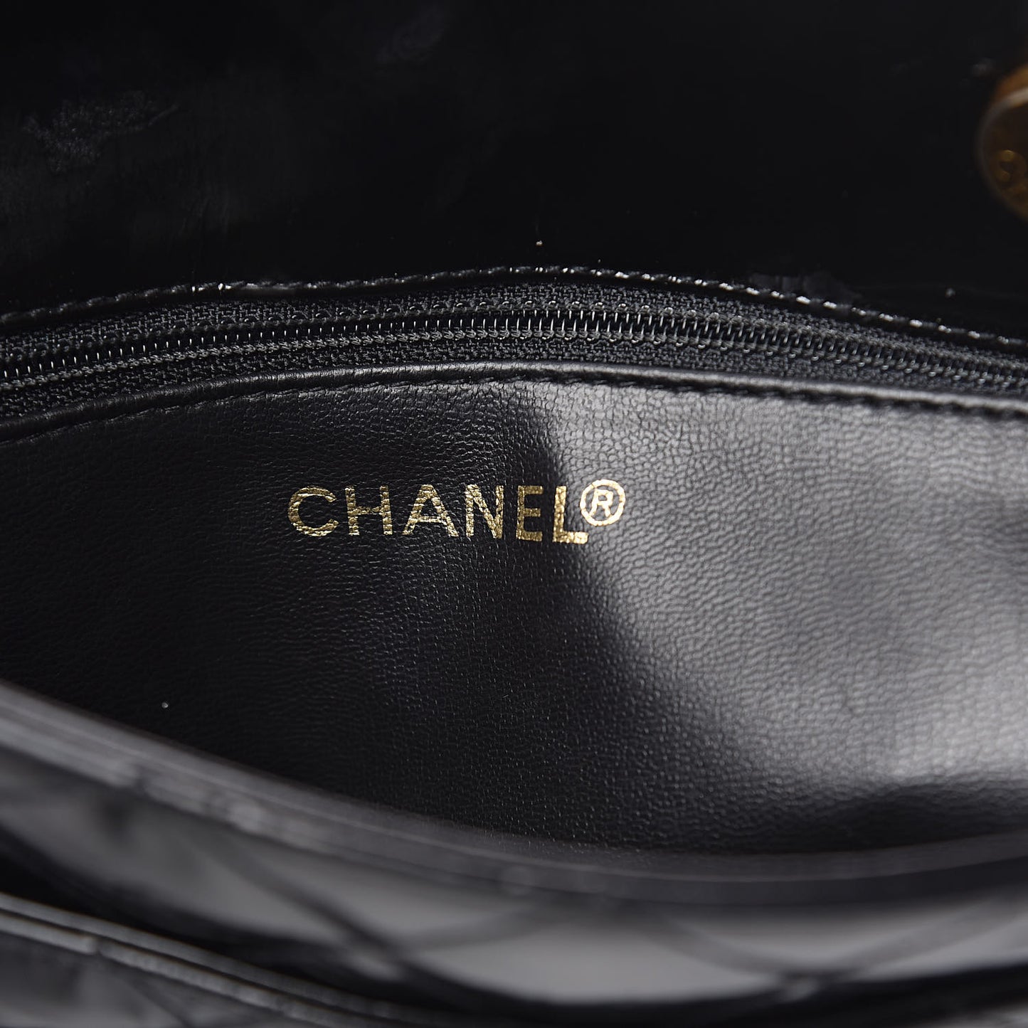 Patent Quilted Tote Black