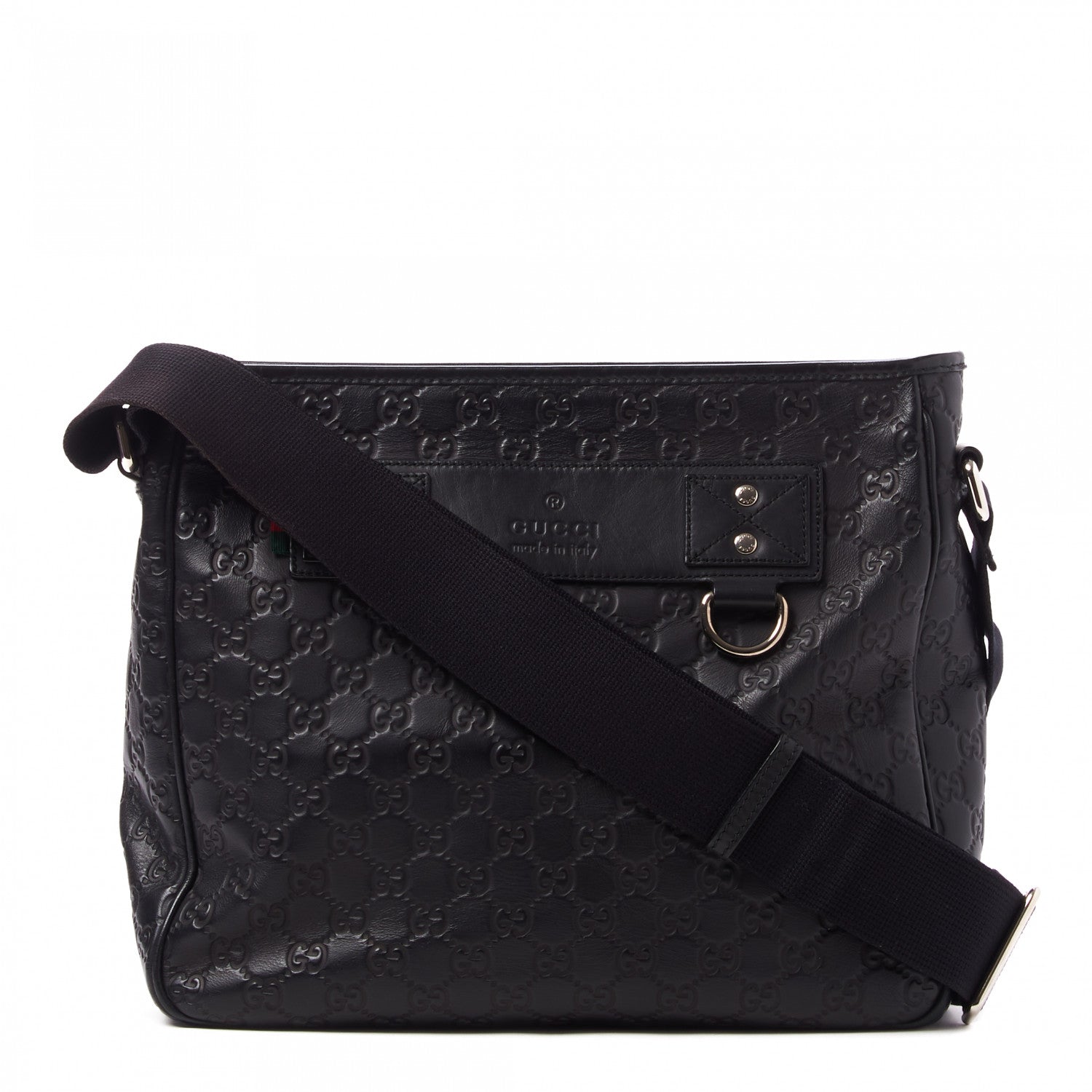 Gucci Guccissima Flat Messenger Bag Black 1 of 8
