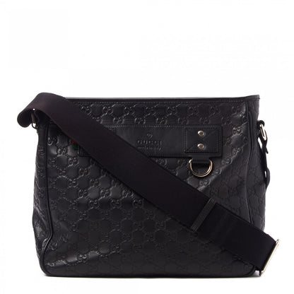 Gucci Guccissima Flat Messenger Bag Black 1 of 8