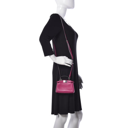Fendi Nappa Micro Peekaboo Iconic Satchel Magenta 2 of 9
