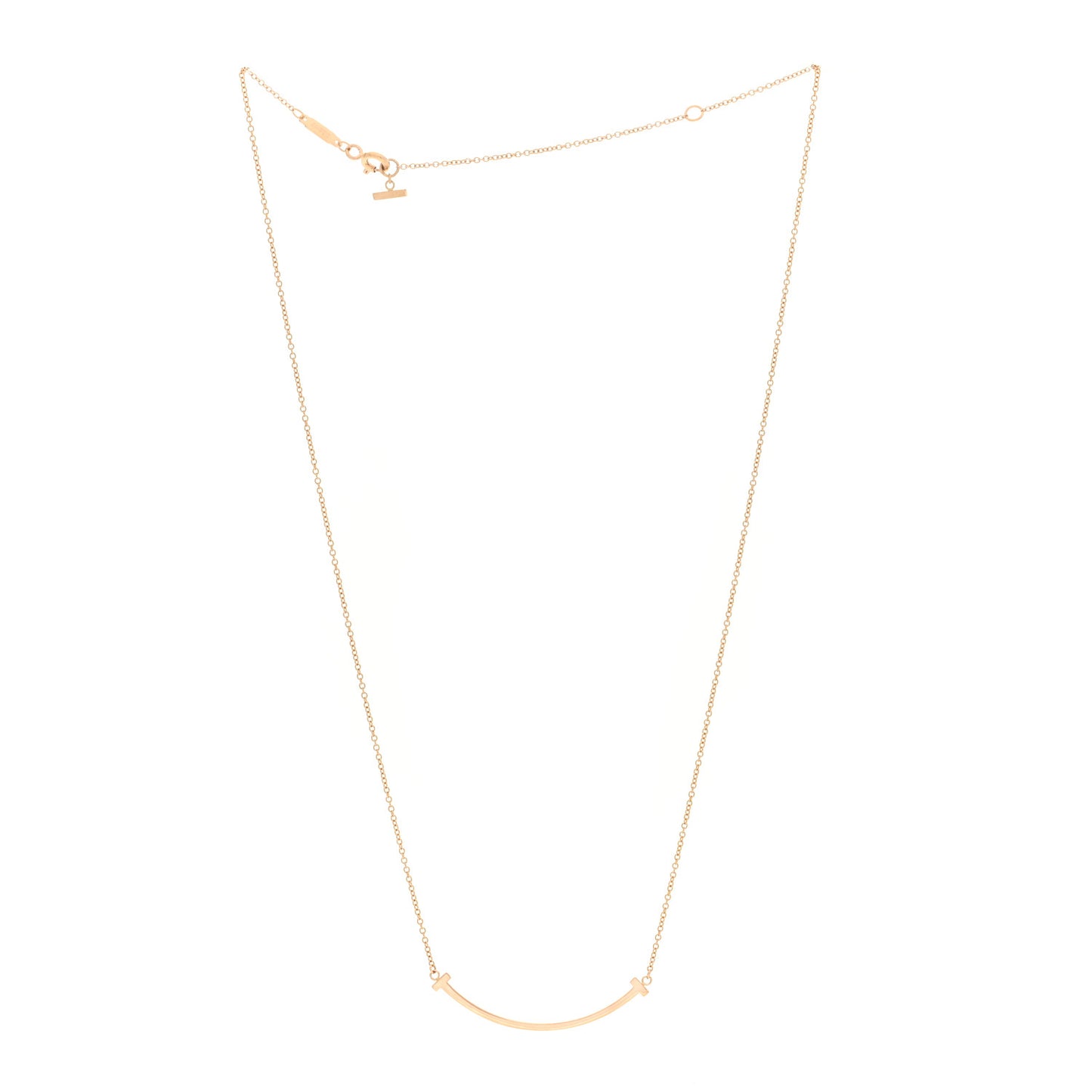 18K Rose Gold Small T Smile Pendant Necklace