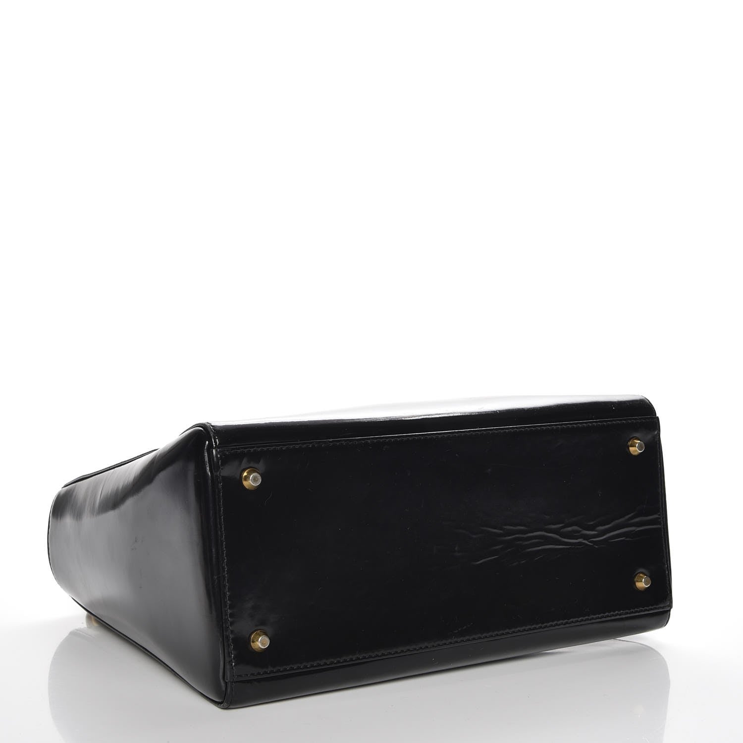 Christian Dior Vintage Patent Medium Lady Dior Black 4 of 13