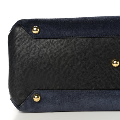 Burberry Suede House Check Medium Banner Tote Ink Blue 8 of 10