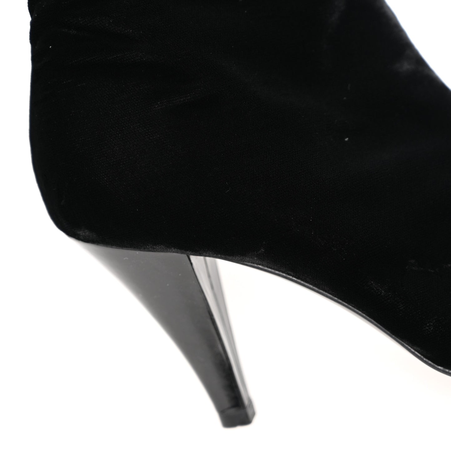 Velvet Patent Cap Toe Knee High Boots 37.5 Black