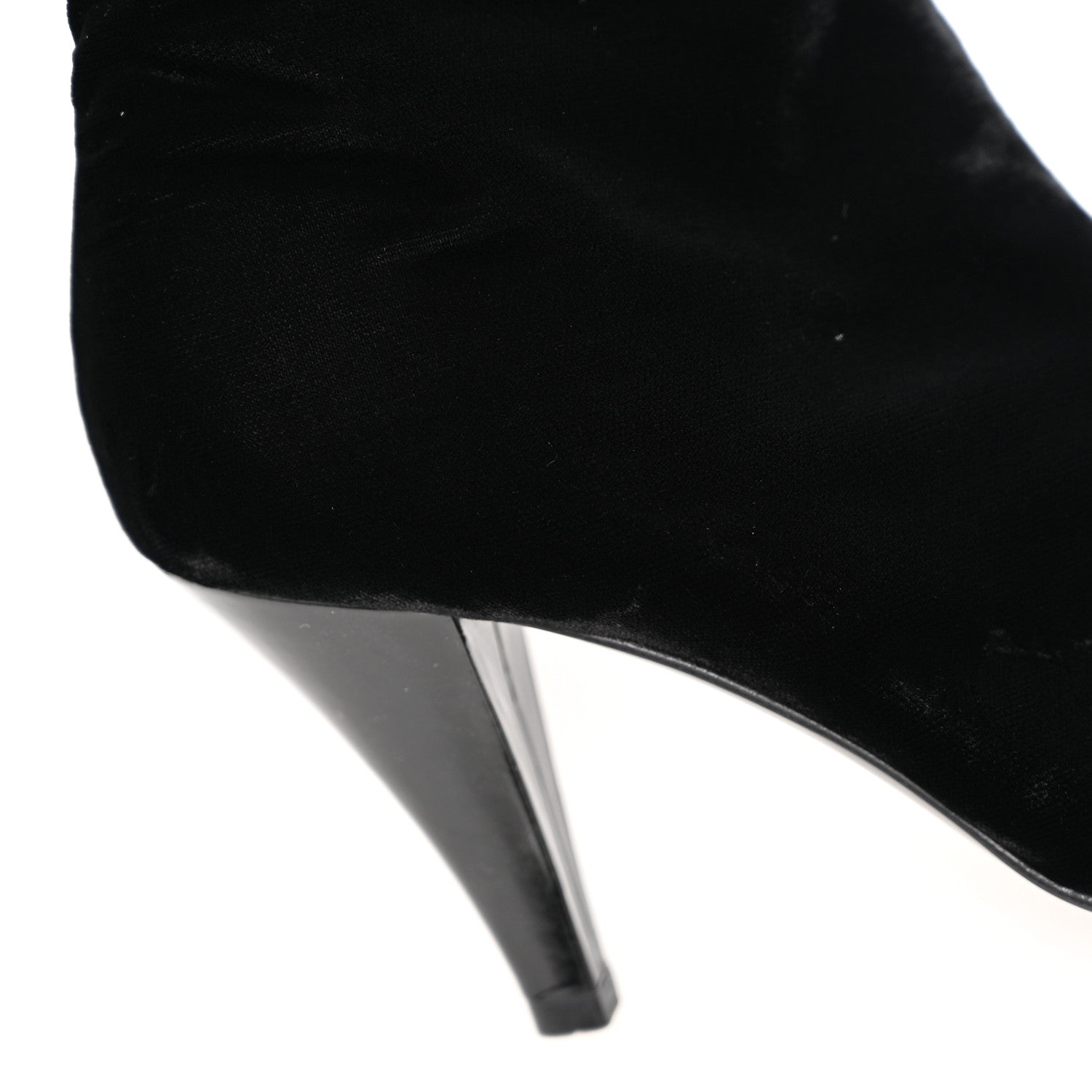 Chanel Velvet Patent Cap Toe Knee High Boots 37.5 Black 9 of 9