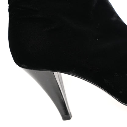 Chanel Velvet Patent Cap Toe Knee High Boots 37.5 Black 9 of 9
