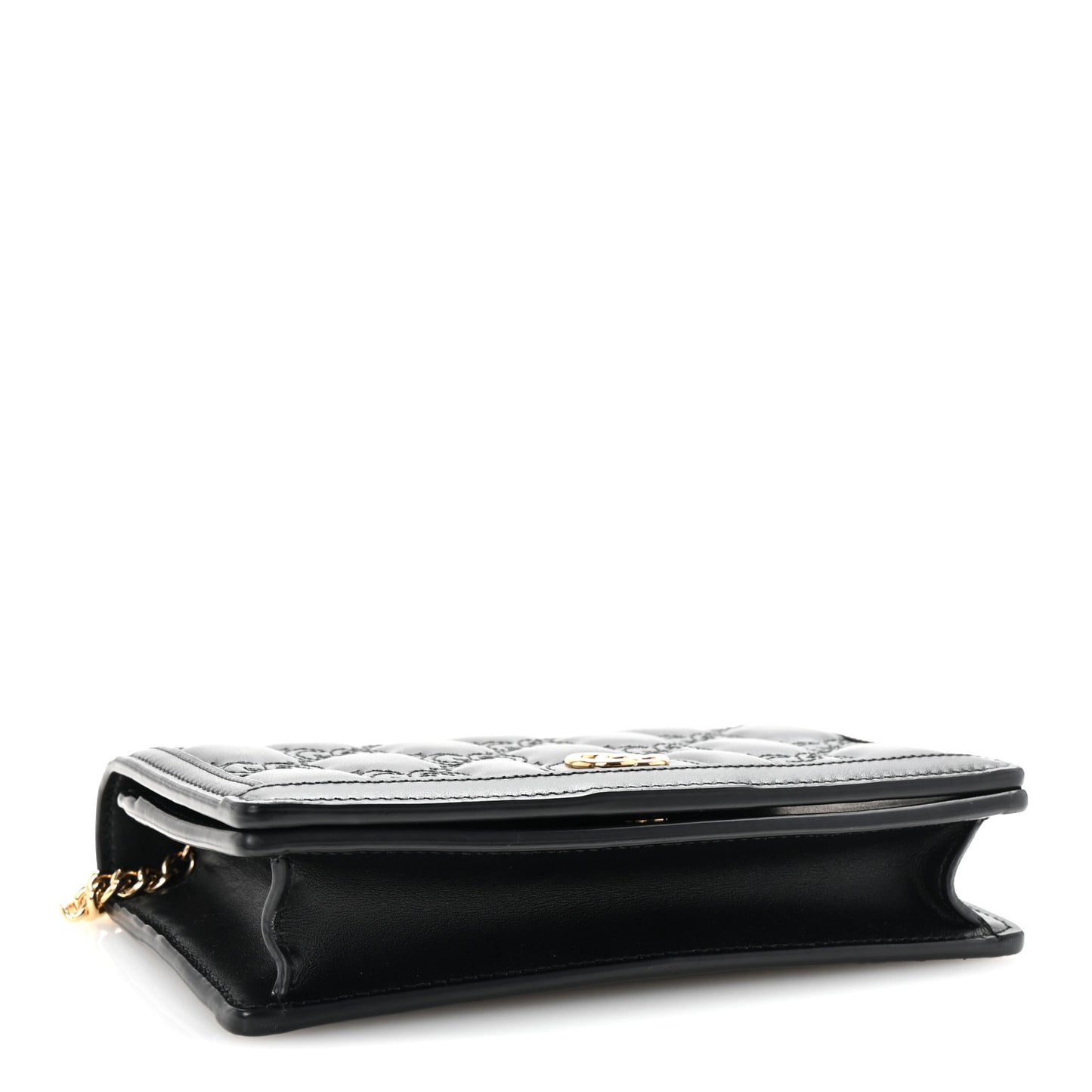 Calfskin GG Matelasse Chain Wallet Black