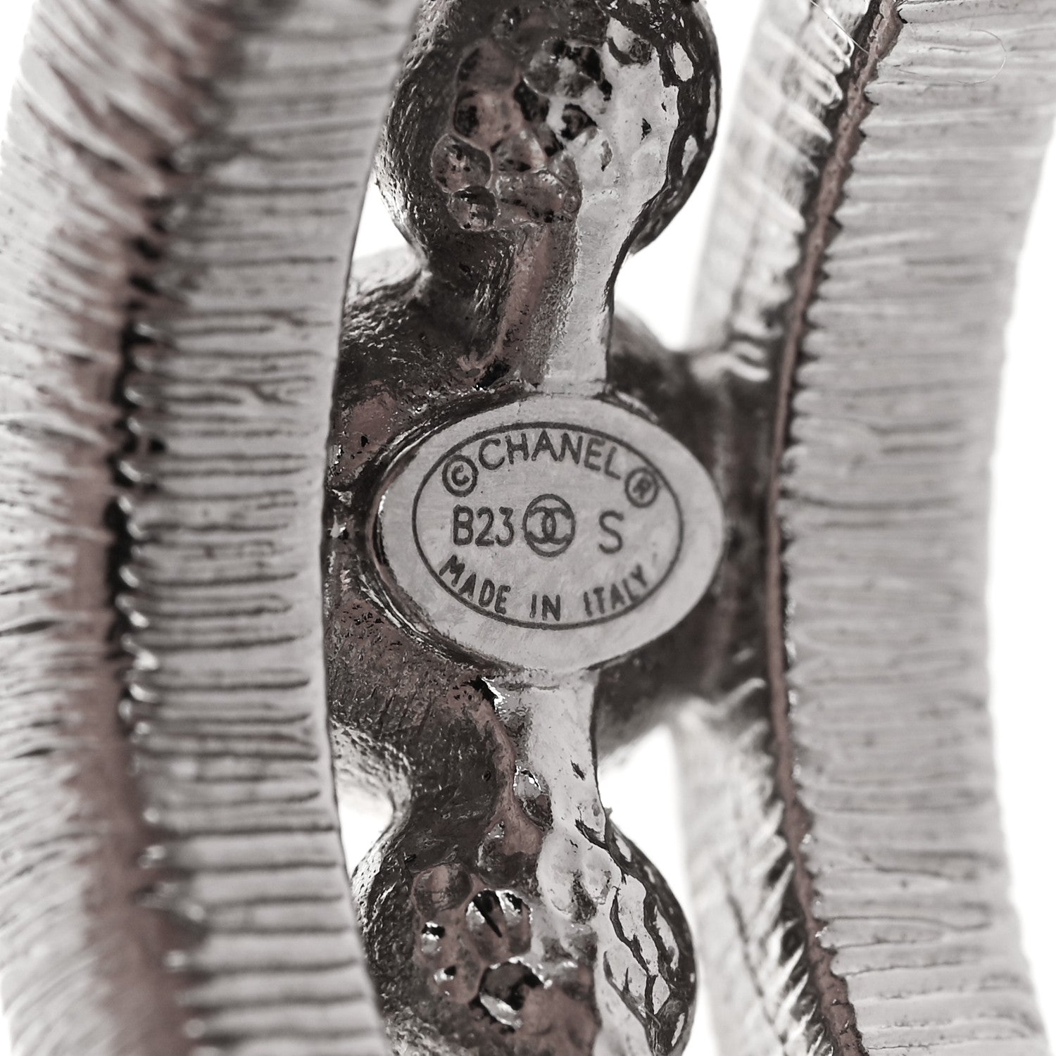 Chanel Metal Crystal CC Hoop Earrings Silver 4 of 4