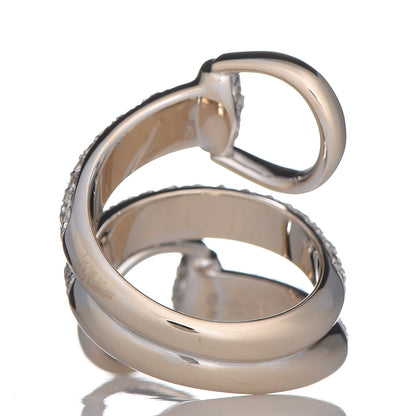 Gucci 18K White Gold Diamond Pave Horsebit Ring 52 6 3 of 7