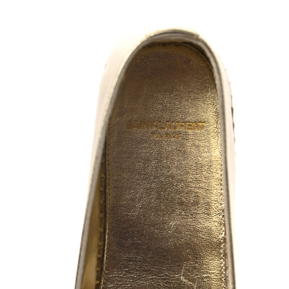 Saint Laurent Metallic Lambskin Monogram Espadrilles 38 Platino 7 of 8