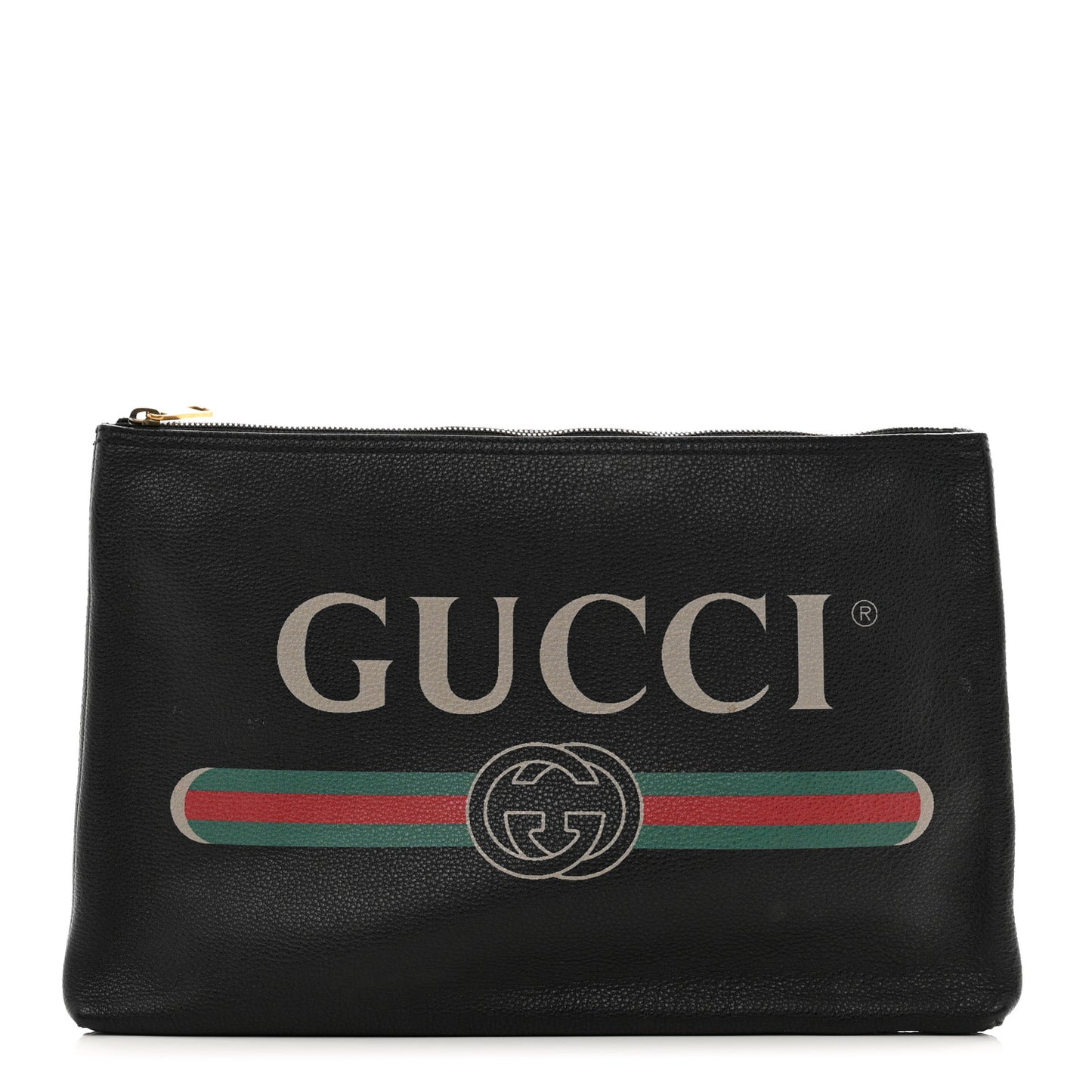 Pebbled Calfskin Large Logo Portfolio Clutch Black