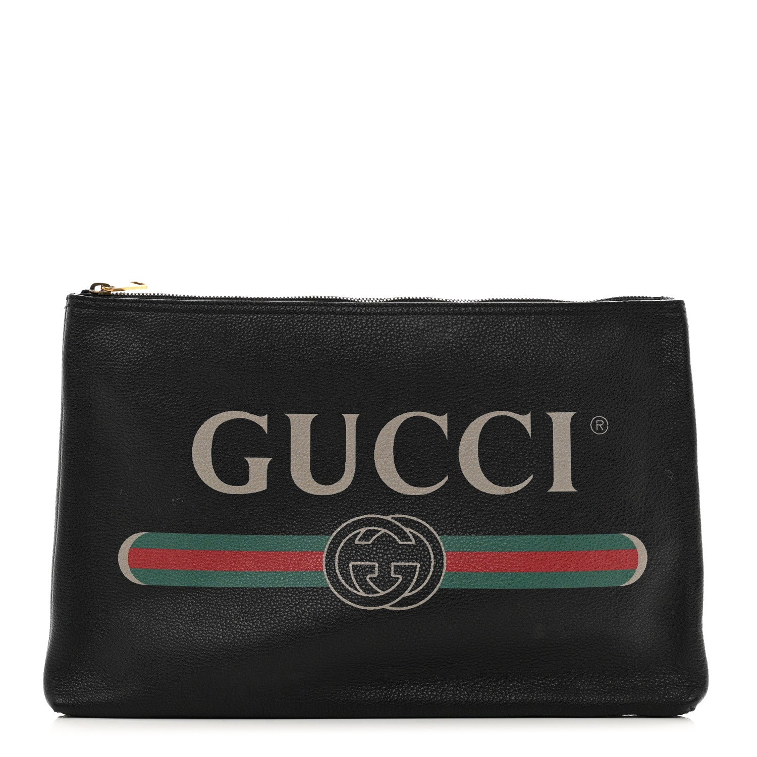 Gucci Pebbled Calfskin Large Logo Portfolio Clutch Black 1 of 7