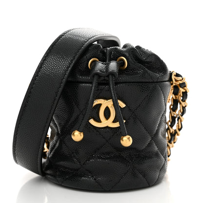 Chanel Caviar Quilted Twist Your Buttons Micro Bucket Bag Black 1 of 11