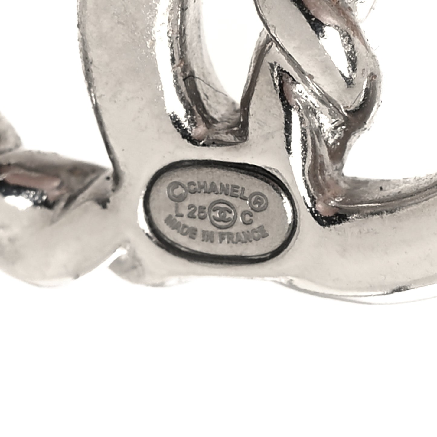 Metal CC Rope Earrings Silver